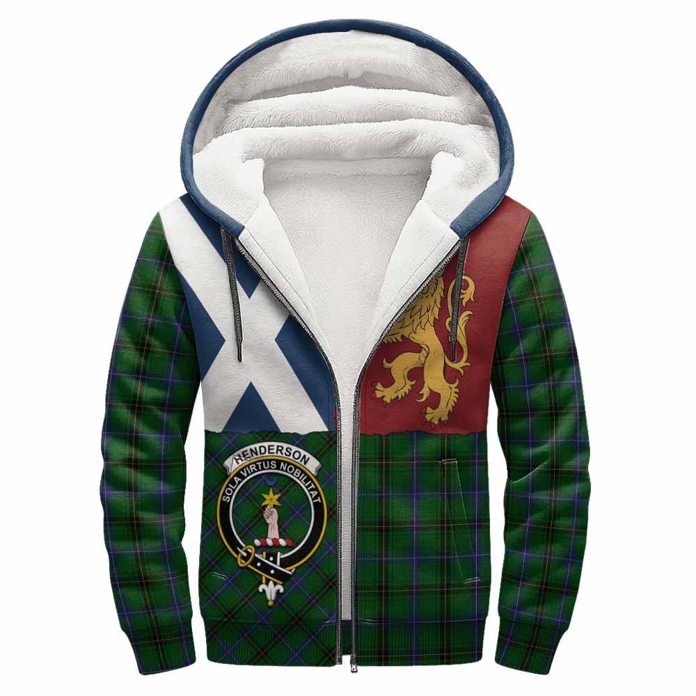 Henderson Crest Tartan Sherpa Hoodie with Lion Rampant Saltire Style