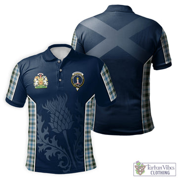 Henderson Dress Tartan Men's Polo Shirt with Family Crest and Scottish Thistle Vibes Sport Style