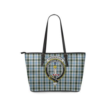 Henderson Dress Tartan Leather Tote Bag with Family Crest