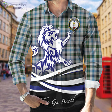 Henderson Dress Tartan Long Sleeve Button Up Shirt with Alba Gu Brath Regal Lion Emblem