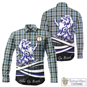Henderson Dress Tartan Long Sleeve Button Up Shirt with Alba Gu Brath Regal Lion Emblem