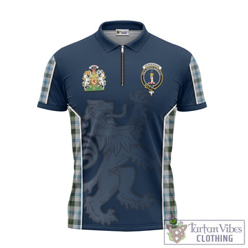 Henderson Dress Tartan Zipper Polo Shirt with Family Crest and Lion Rampant Vibes Sport Style