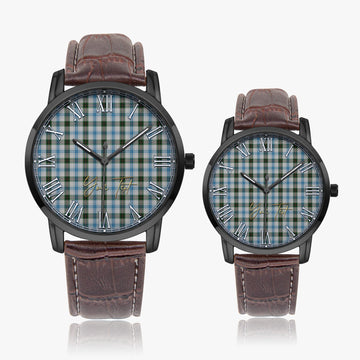 Henderson Dress Tartan Personalized Your Text Leather Trap Quartz Watch