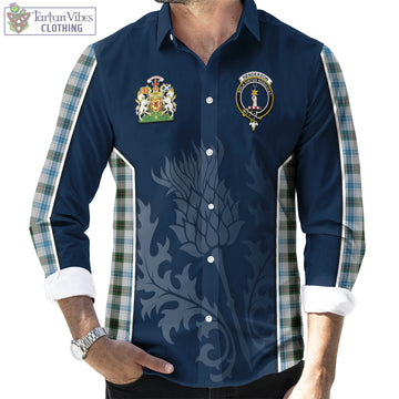 Henderson Dress Tartan Long Sleeve Button Up Shirt with Family Crest and Scottish Thistle Vibes Sport Style