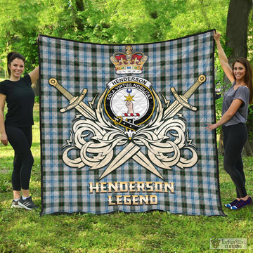 Henderson Dress Tartan Quilt with Clan Crest and the Golden Sword of Courageous Legacy