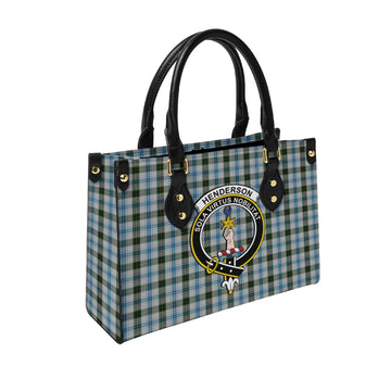 Henderson Dress Tartan Leather Bag with Family Crest