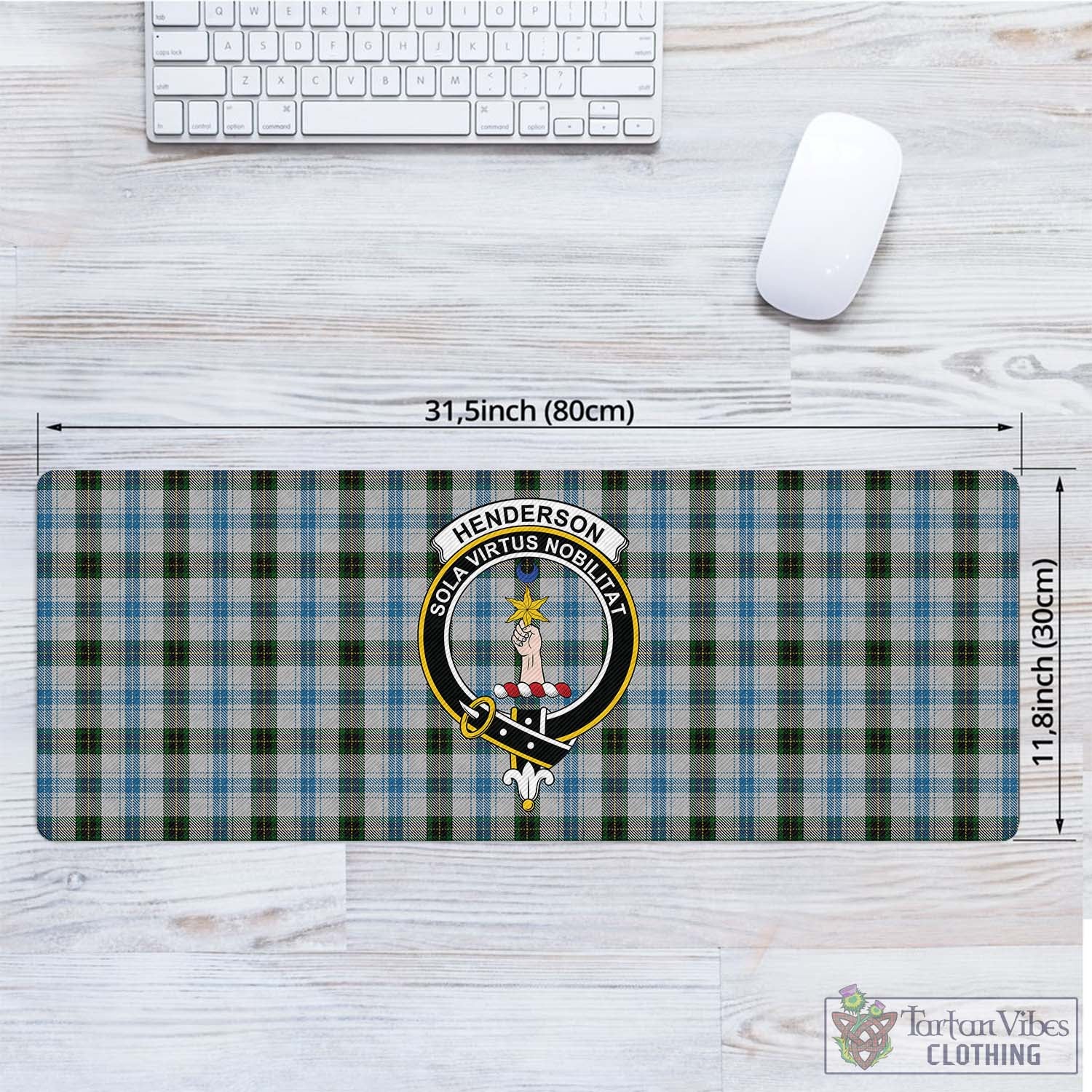 Tartan Vibes Clothing Henderson Dress Tartan Mouse Pad with Family Crest