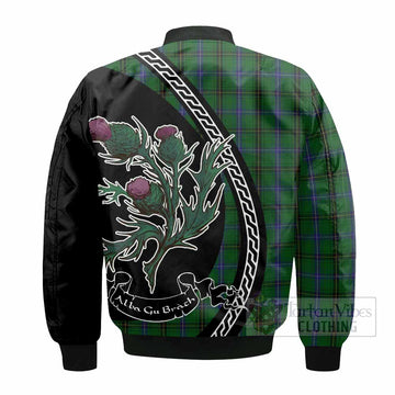 Henderson Family Crest Tartan Bomber Jacket Alba Thistle Inspired