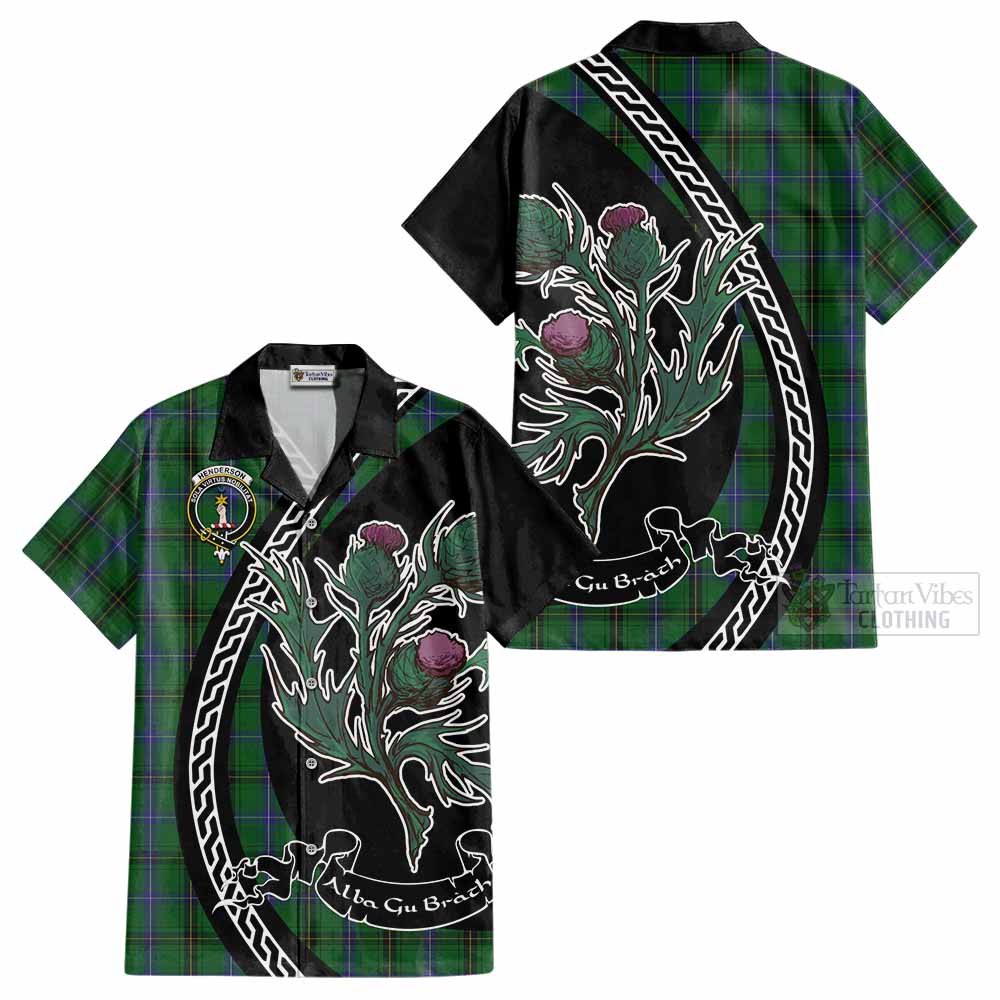 Henderson Family Crest Tartan Cotton Hawaiian Shirt Alba Thistle Inspired - Tartan Vibes Clothing