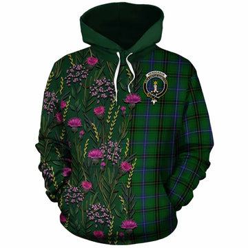 Henderson Family Crest Tartan Cotton Hoodie Scottish Thistle Flower Pattern Half Style