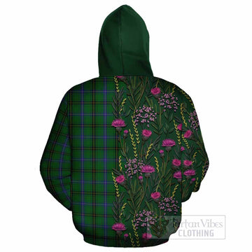 Henderson Family Crest Tartan Cotton Hoodie Scottish Thistle Flower Pattern Half Style