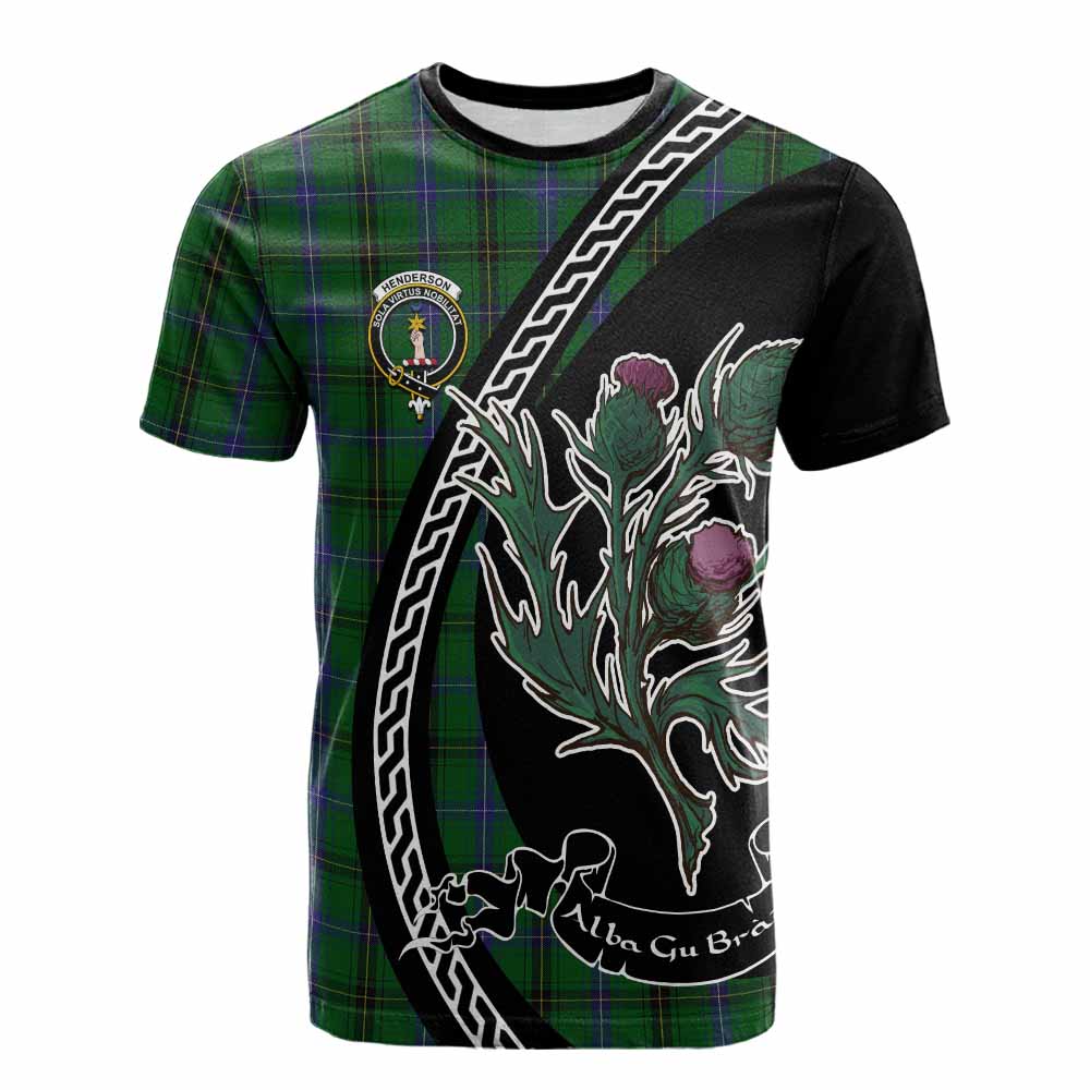 Henderson Family Crest Tartan Cotton T-shirt Alba Thistle Inspired - Tartan Vibes Clothing