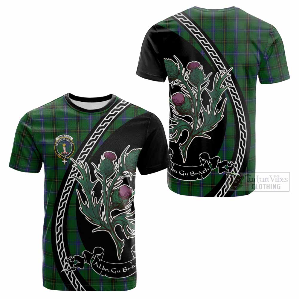 Henderson Family Crest Tartan Cotton T-shirt Alba Thistle Inspired - Tartan Vibes Clothing