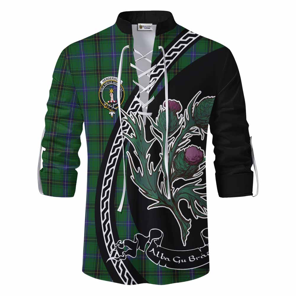 Henderson Family Crest Tartan Ghillie Shirt Alba Thistle Inspired - Tartan Vibes Clothing
