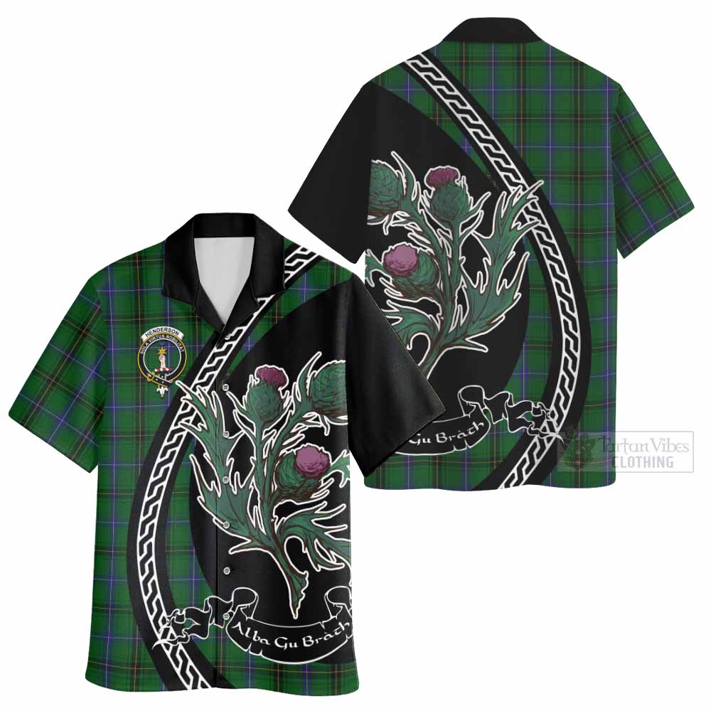 Henderson Family Crest Tartan Hawaiian Shirt Alba Thistle Inspired - Tartan Vibes Clothing