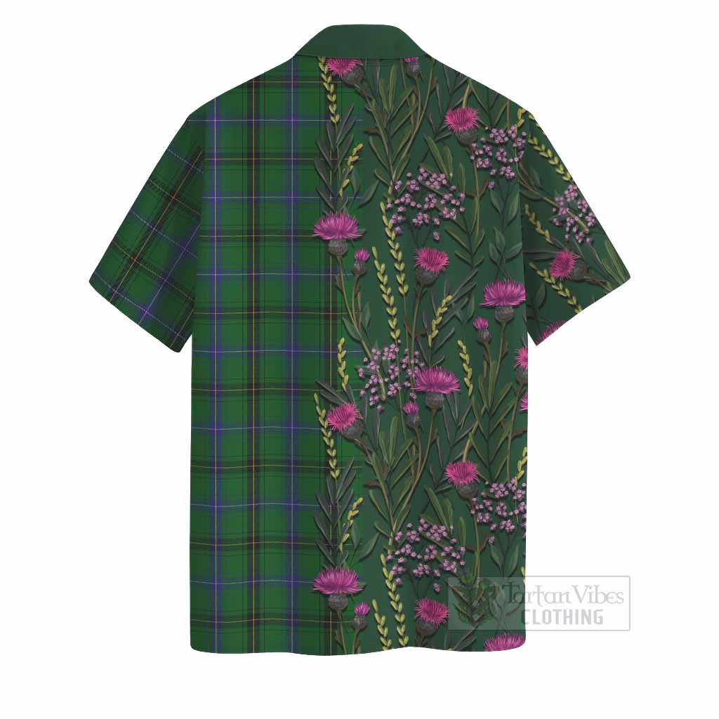 Henderson Family Crest Tartan Hawaiian Shirt Scottish Thistle Flower Pattern Half Style - Tartan Vibes Clothing