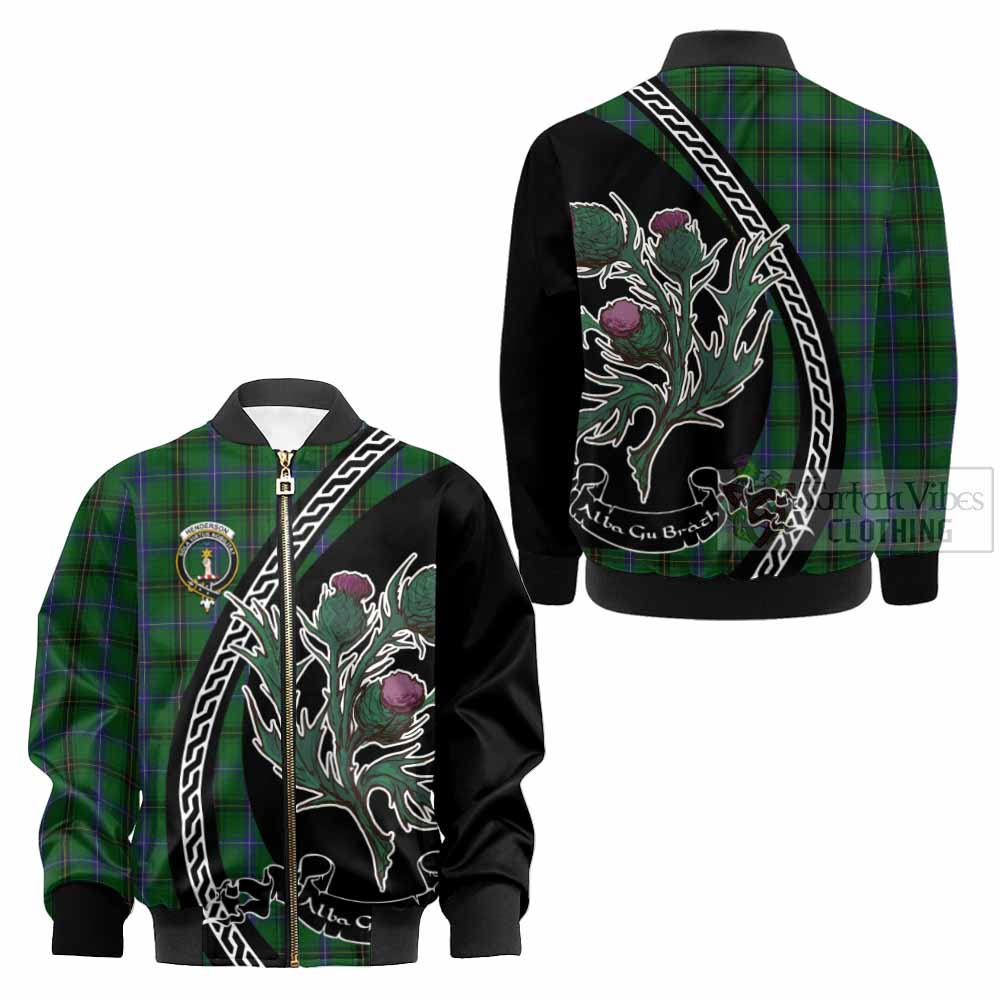 Henderson Family Crest Tartan Kid Bomber Jacket Alba Thistle Inspired - Tartan Vibes Clothing