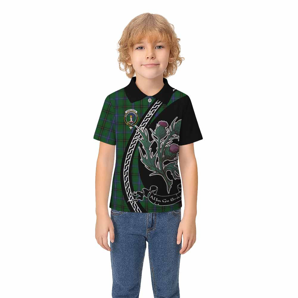 Henderson Family Crest Tartan Kid Polo Shirt Alba Thistle Inspired - Tartan Vibes Clothing