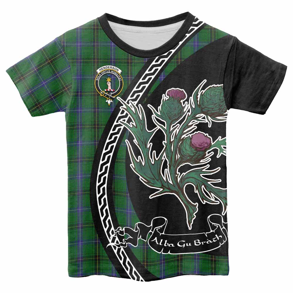 Henderson Family Crest Tartan Kid T-shirt Alba Thistle Inspired - Tartan Vibes Clothing