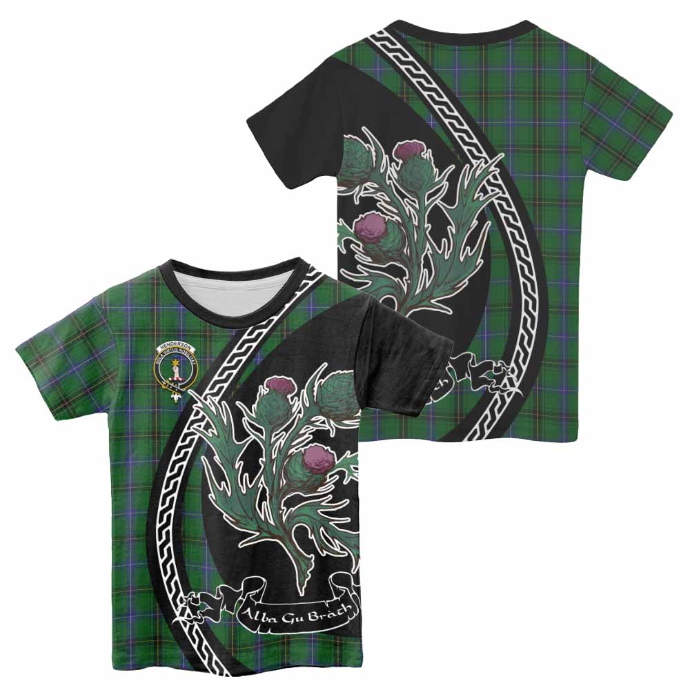 Henderson Family Crest Tartan Kid T-shirt Alba Thistle Inspired - Tartan Vibes Clothing