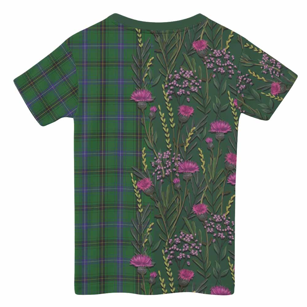 Henderson Family Crest Tartan Kid T-shirt Scottish Thistle Flower Pattern Half Style - Tartan Vibes Clothing