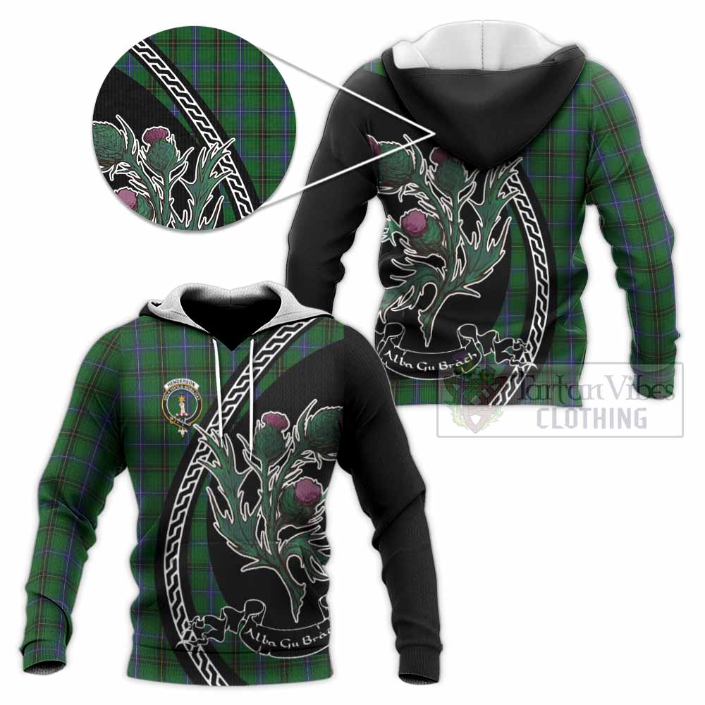 Henderson Family Crest Tartan Knitted Hoodie Alba Thistle Inspired - Tartan Vibes Clothing
