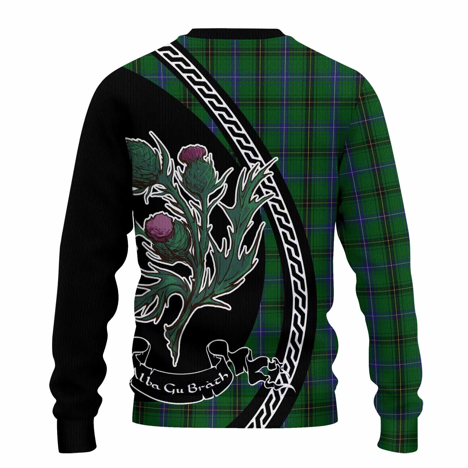 Henderson Family Crest Tartan Knitted Sweater Alba Thistle Inspired - Tartan Vibes Clothing