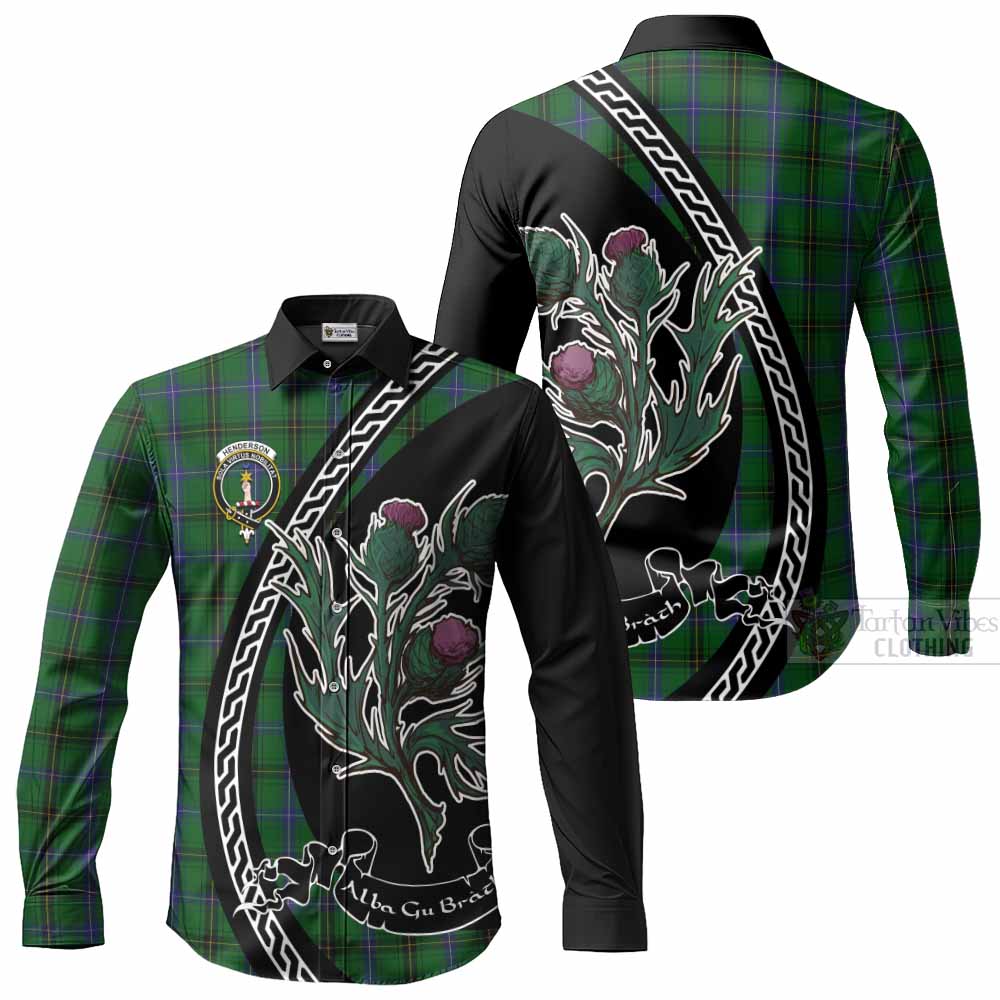 Henderson Family Crest Tartan Long Sleeve Button Shirts Alba Thistle Inspired - Tartan Vibes Clothing