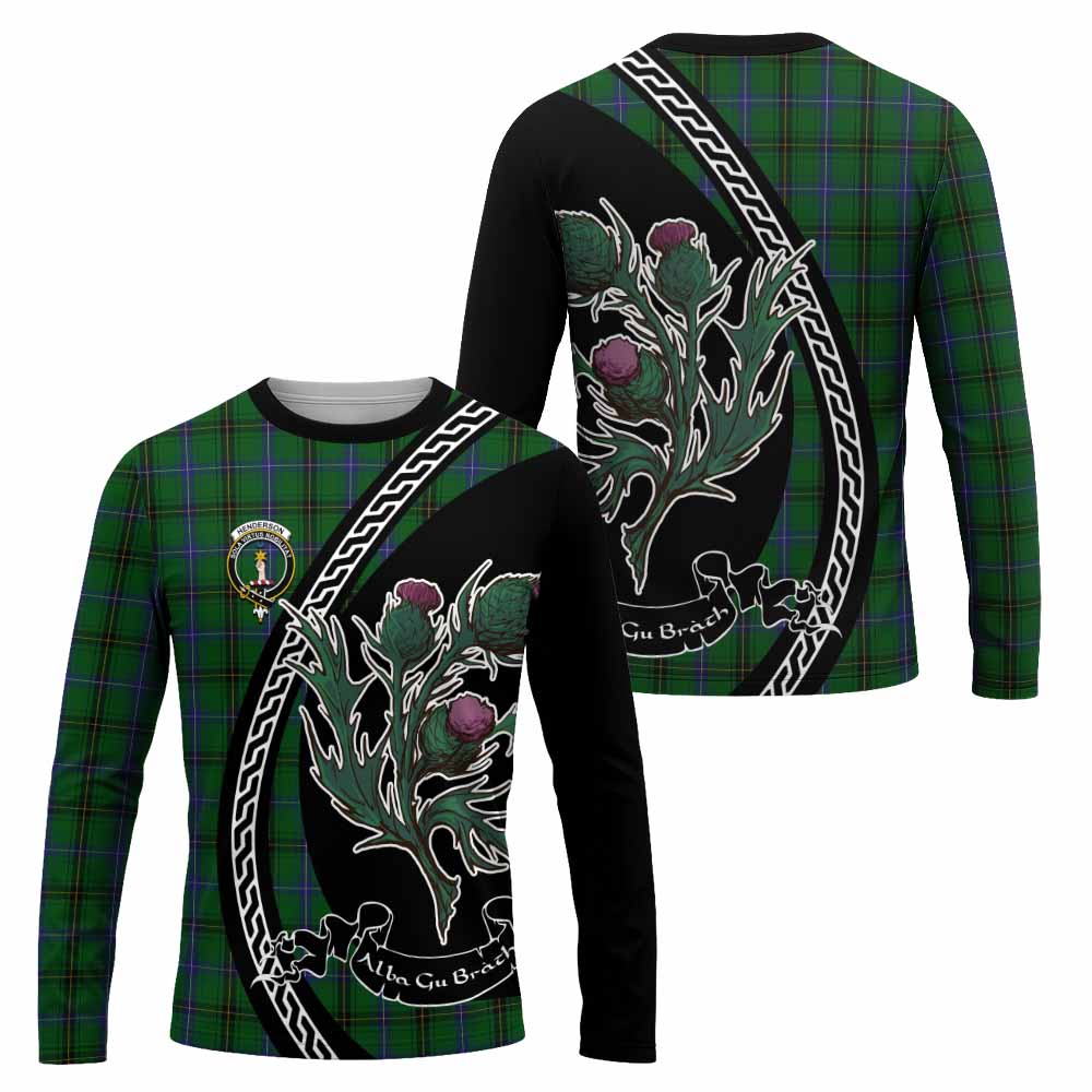 Henderson Family Crest Tartan Long Sleeve T-Shirt Alba Thistle Inspired - Tartan Vibes Clothing