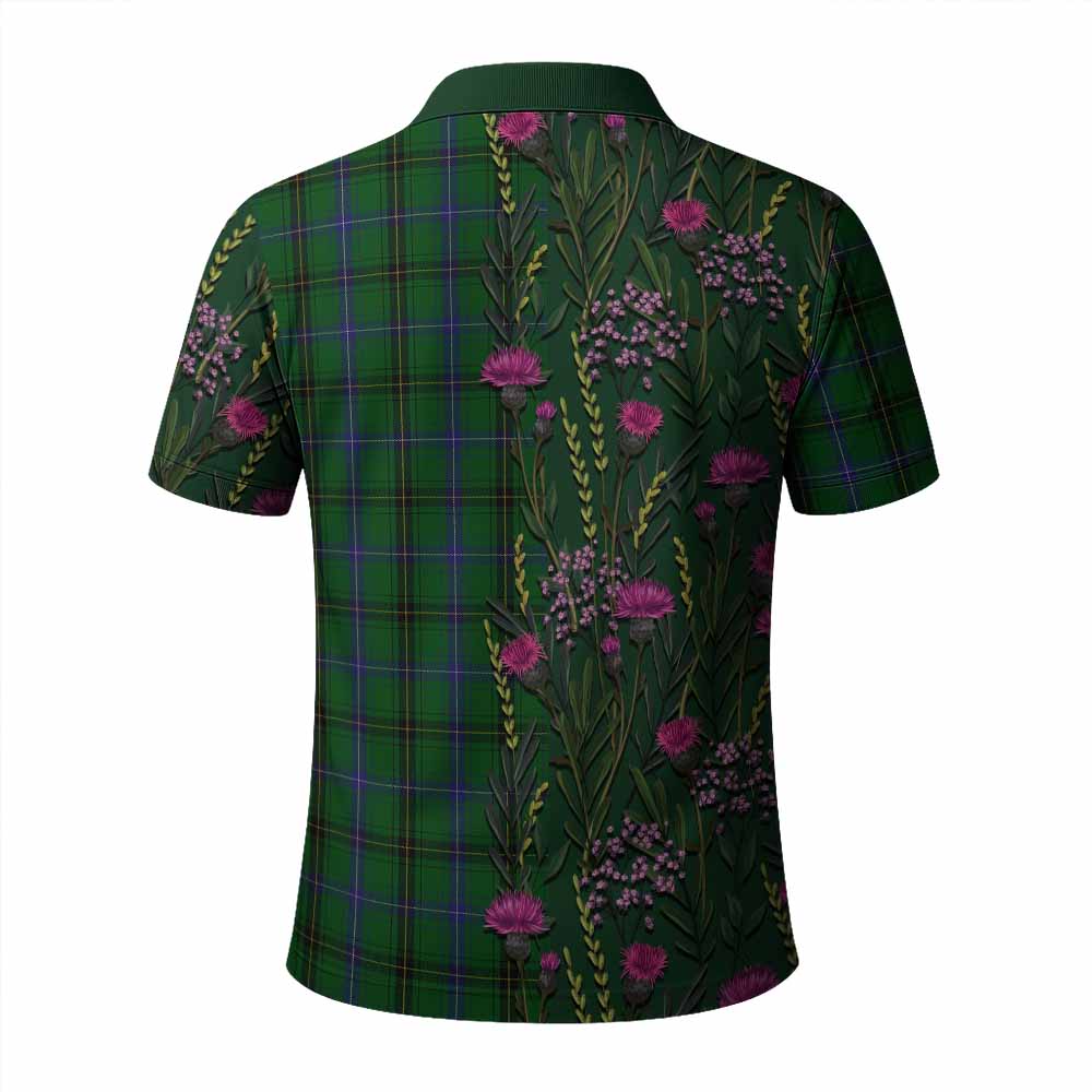 Henderson Family Crest Tartan Polo Shirt Scottish Thistle Flower Pattern Half Style - Tartan Vibes Clothing