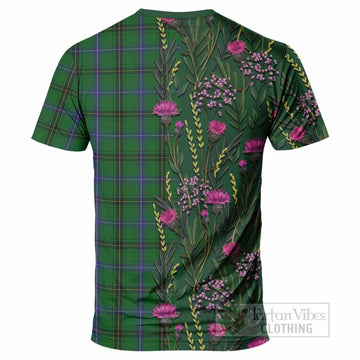 Henderson Family Crest Tartan T-Shirt Scottish Thistle Flower Pattern Half Style - Tartan Vibes Clothing