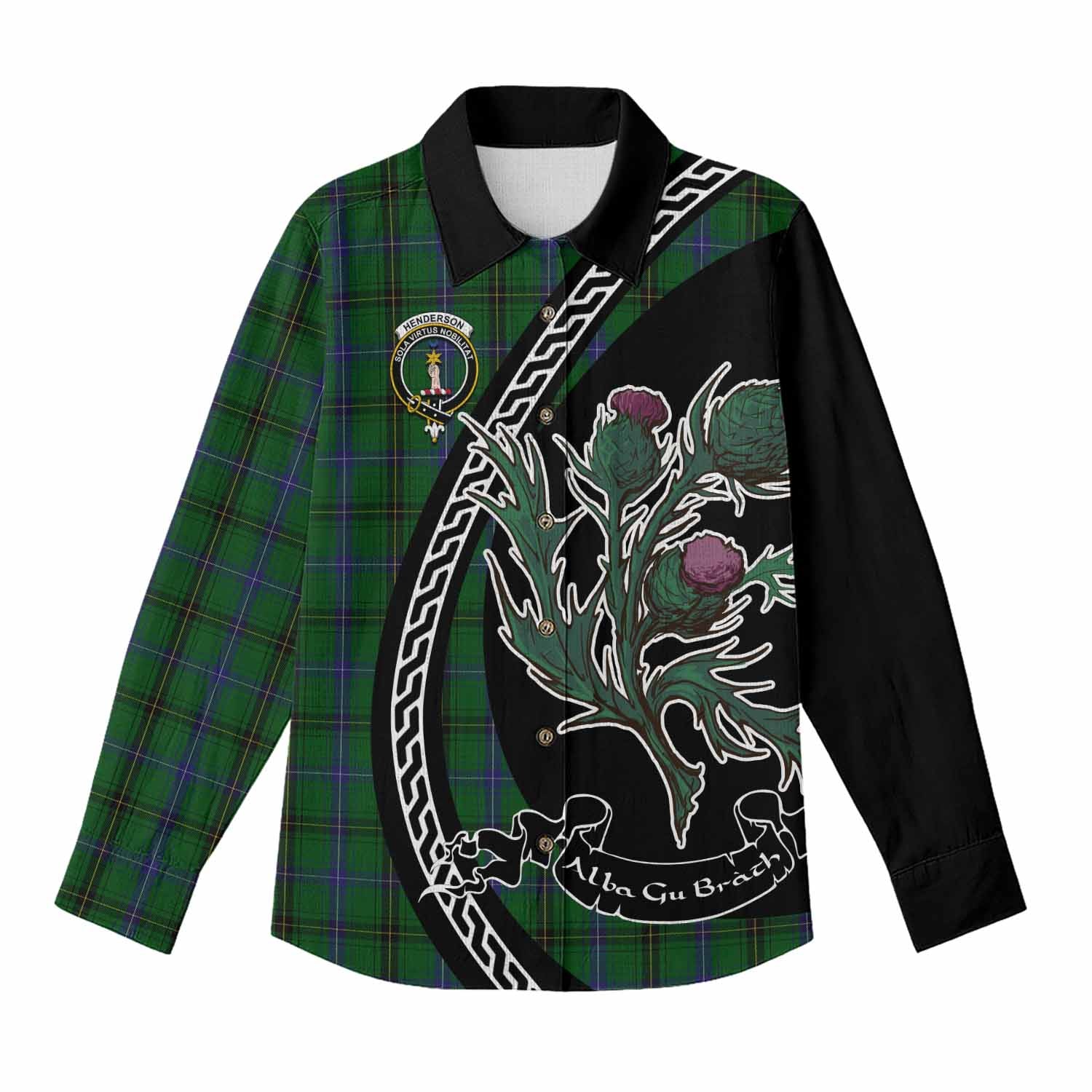 Henderson Family Crest Tartan Women Casual Shirt Alba Thistle Inspired - Tartan Vibes Clothing