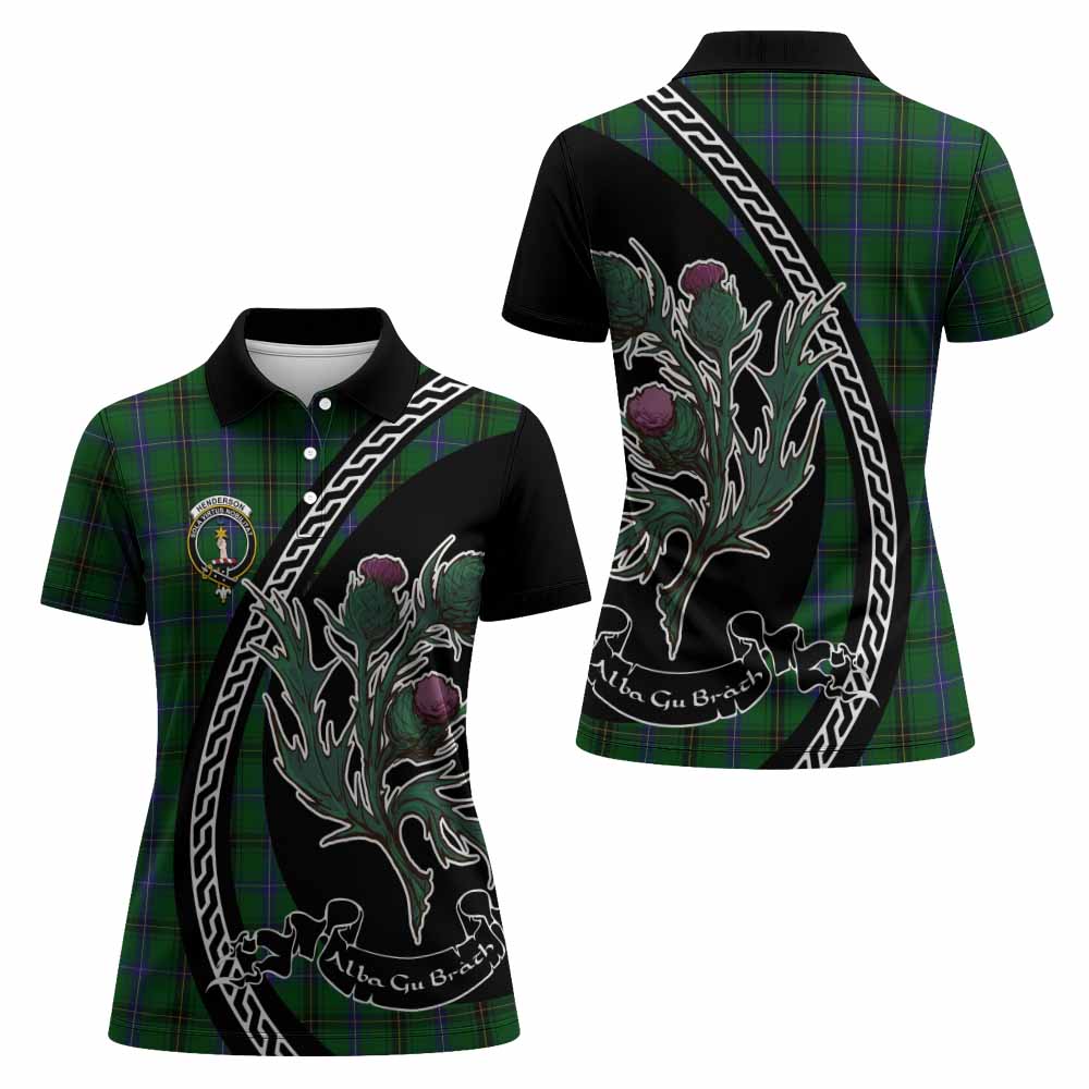 Henderson Family Crest Tartan Women Polo Shirt Alba Thistle Inspired - Tartan Vibes Clothing