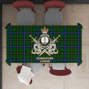 Tartan Vibes Clothing Henderson Modern Tartan Tablecloth with Clan Crest and the Golden Sword of Courageous Legacy