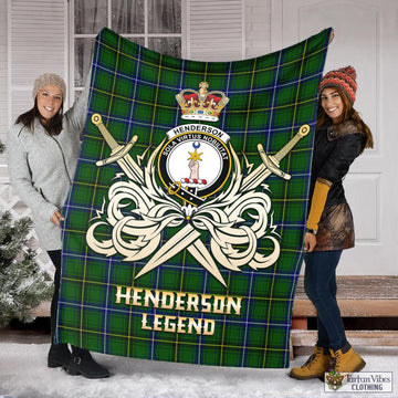 Henderson Tartan Blanket with Clan Crest and the Golden Sword of Courageous Legacy