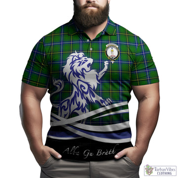 Henderson Tartan Polo Shirt with Alba Gu Brath Regal Lion Emblem