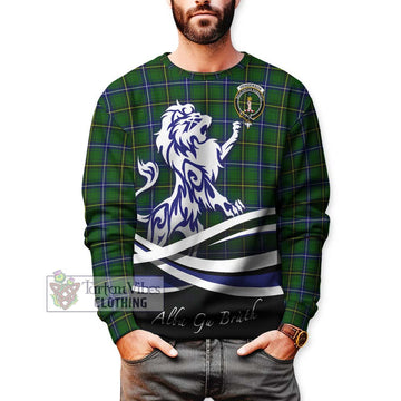 Henderson Tartan Sweatshirt with Alba Gu Brath Regal Lion Emblem Unisex - Tartanvibesclothing Shop