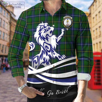 Henderson Modern Tartan Long Sleeve Button Up Shirt with Alba Gu Brath Regal Lion Emblem