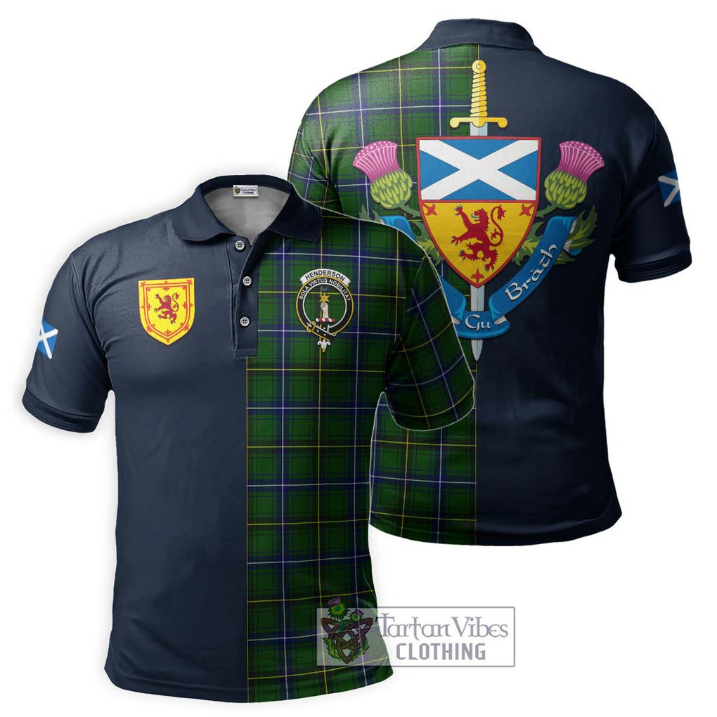 Henderson Tartan Polo Shirt Alba with Scottish Lion Royal Arm Half Style Kid - Tartan Vibes Clothing