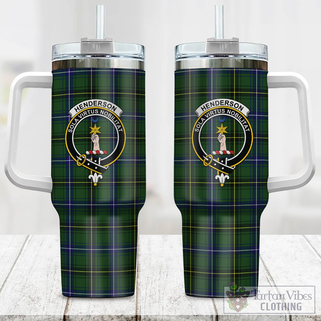 Tartan Vibes Clothing Henderson Modern Tartan and Family Crest Tumbler with Handle