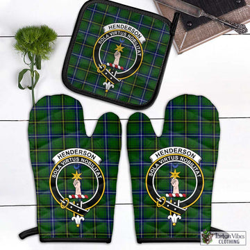 Henderson Tartan Combo Oven Mitt & Pot-Holder with Family Crest Combo 1 Oven Mitt & 1 Pot-Holder Black - Tartan Vibes Clothing