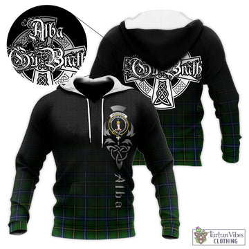 Henderson Modern Tartan Knitted Hoodie Featuring Alba Gu Brath Family Crest Celtic Inspired