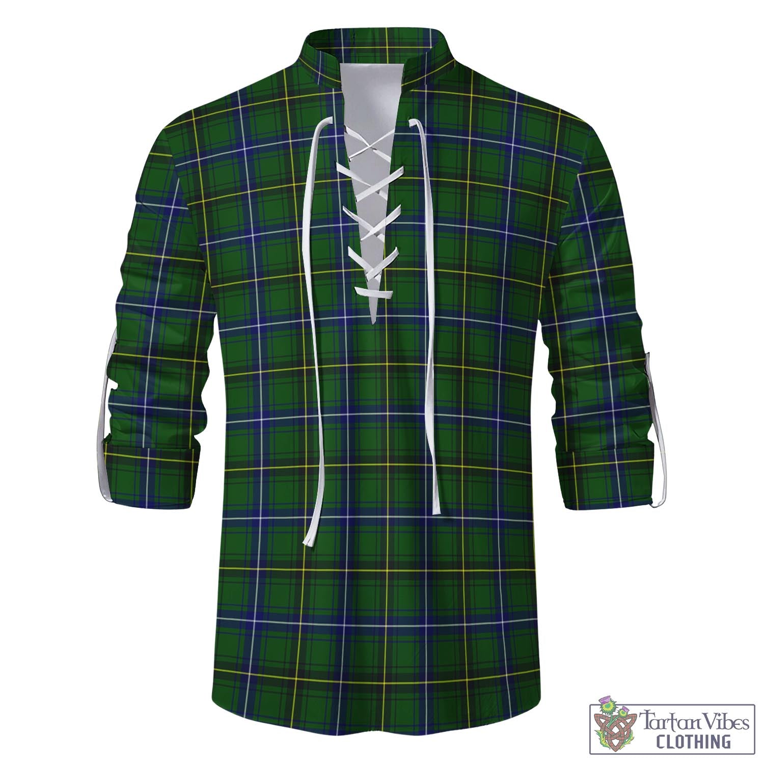 Tartan Vibes Clothing Henderson Modern Tartan Men's Scottish Traditional Jacobite Ghillie Kilt Shirt