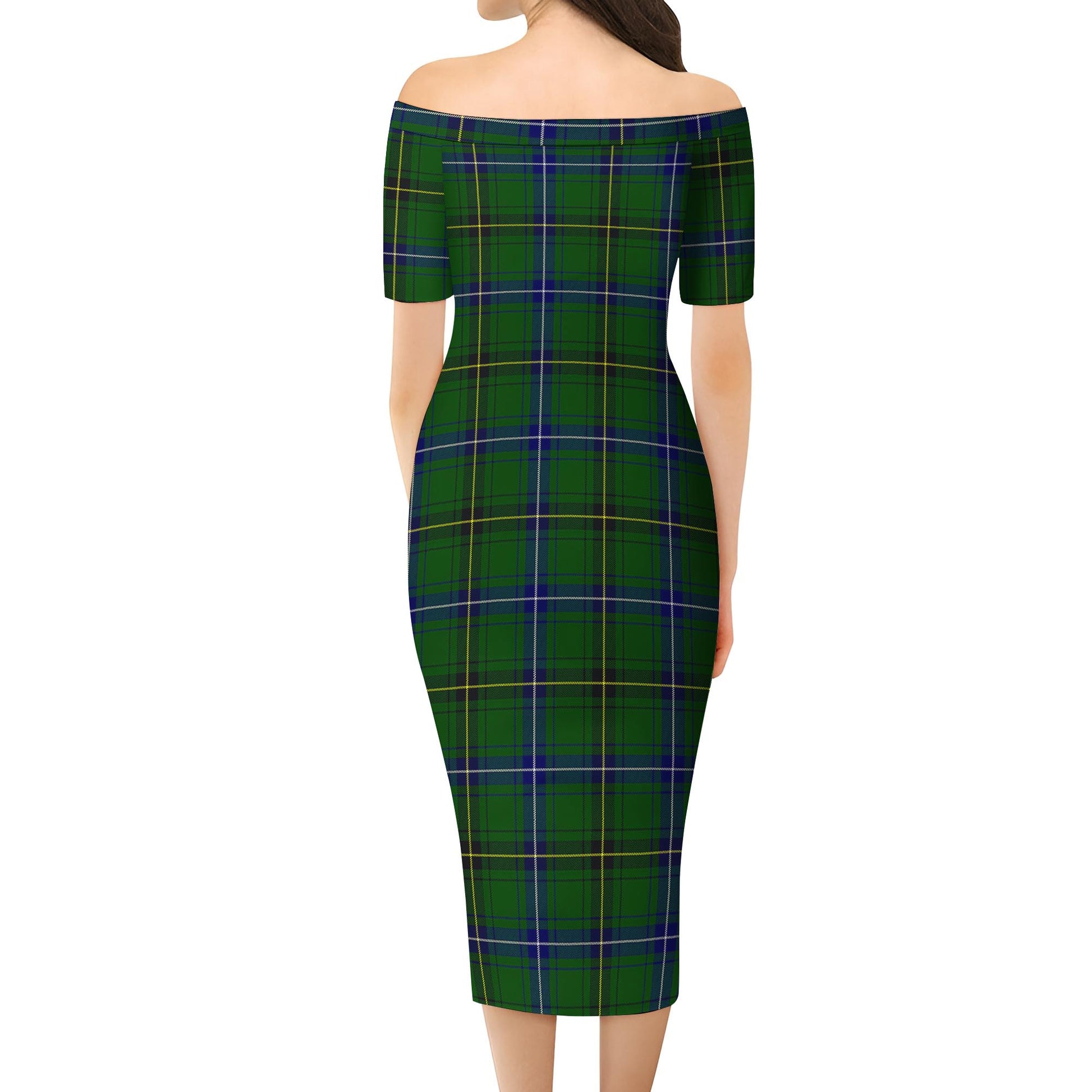 Henderson Modern Tartan Off Shoulder Lady Dress - Tartanvibesclothing
