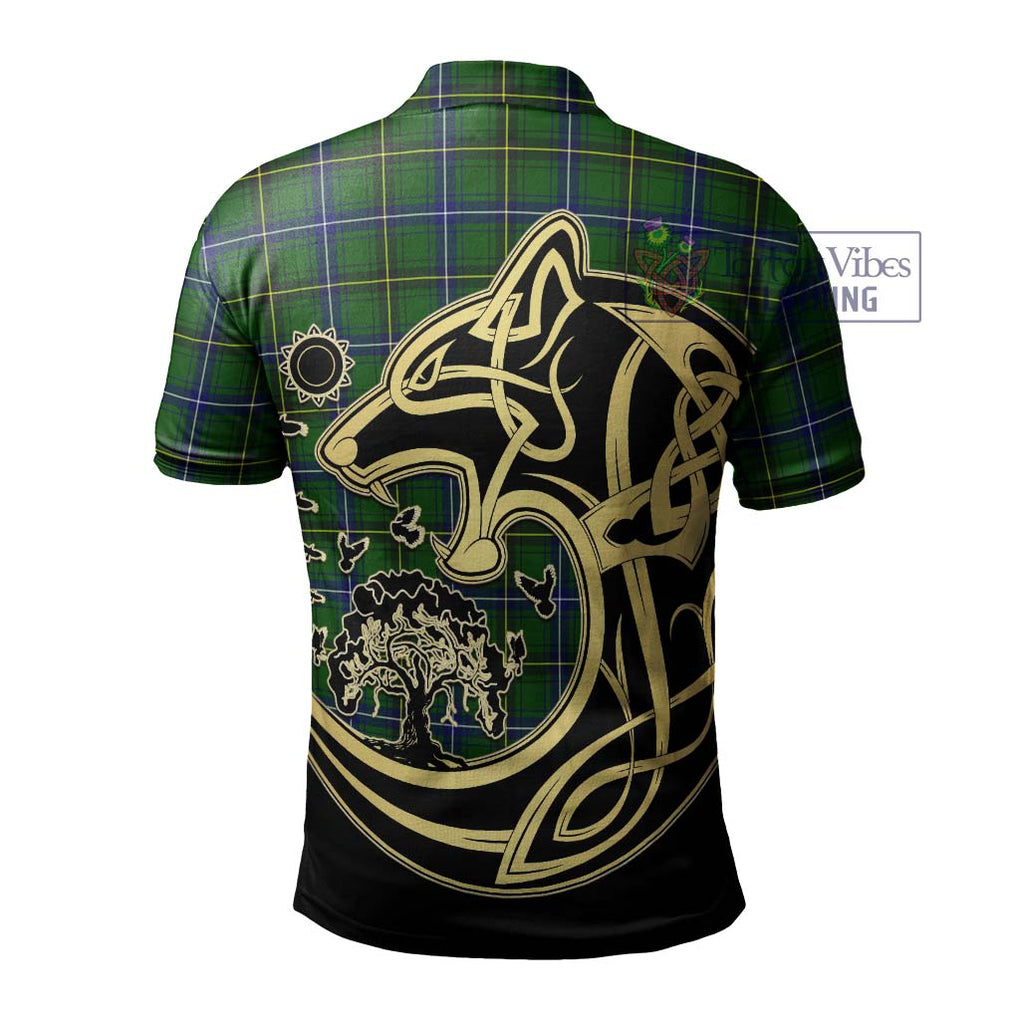 Henderson Tartan Polo Shirt with Family Crest Celtic Wolf Style - Tartan Vibes Clothing