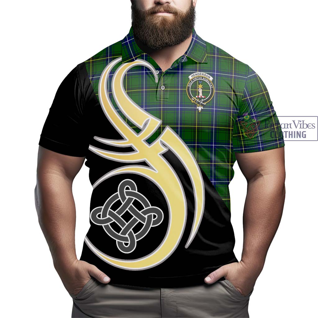 Henderson Tartan Polo Shirt with Family Crest and Celtic Symbol Style - Tartan Vibes Clothing
