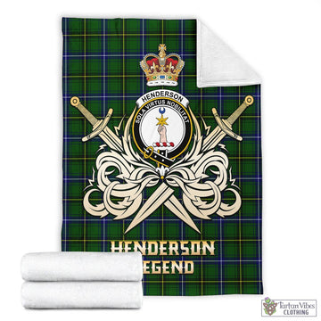 Henderson Tartan Blanket with Clan Crest and the Golden Sword of Courageous Legacy