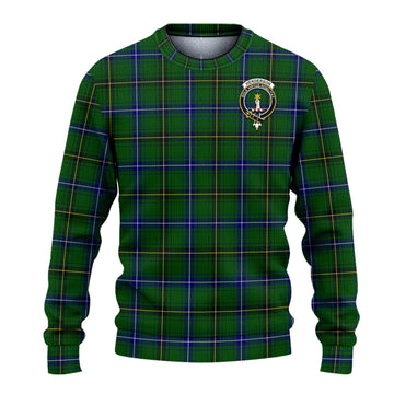 Henderson Modern Tartan Knitted Sweater with Family Crest - Tartanvibesclothing