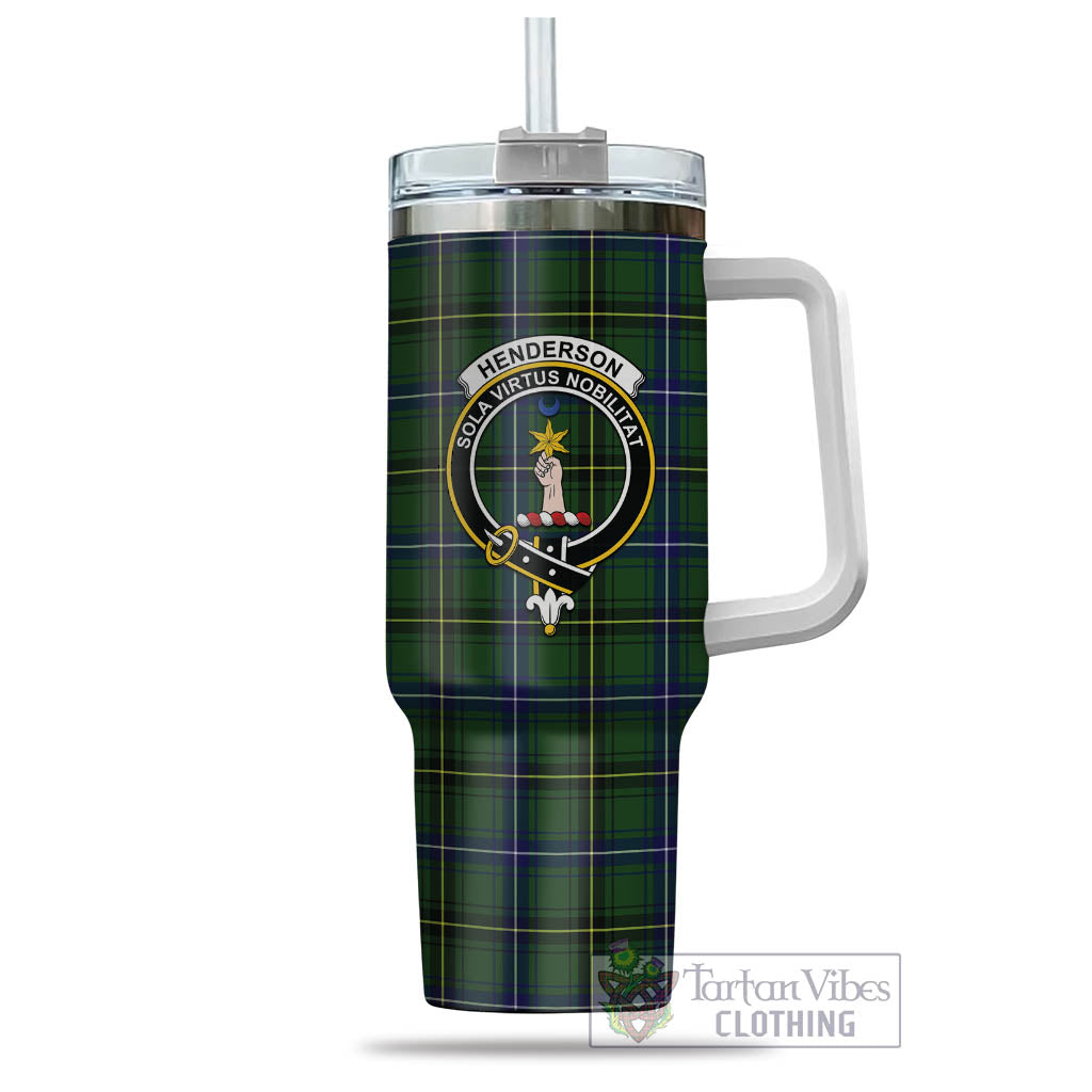 Tartan Vibes Clothing Henderson Modern Tartan and Family Crest Tumbler with Handle