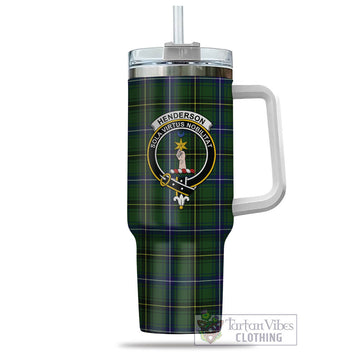 Tartan Vibes Clothing Henderson Modern Tartan and Family Crest Tumbler with Handle